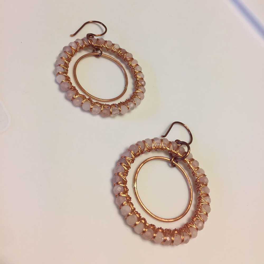 Sparkly Faceted Rose Quartz Earrings Handmade
